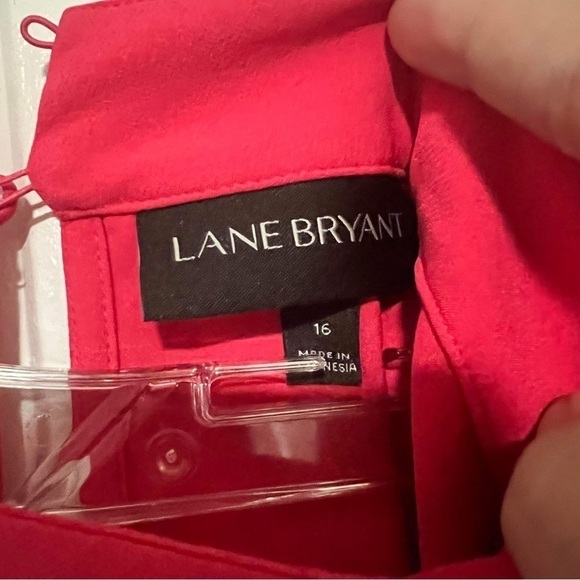 Lane Bryant Pink Keyhole Flutter Sleeve Choker Blouse Hot Pink Size 16 D - Picture 9 of 9